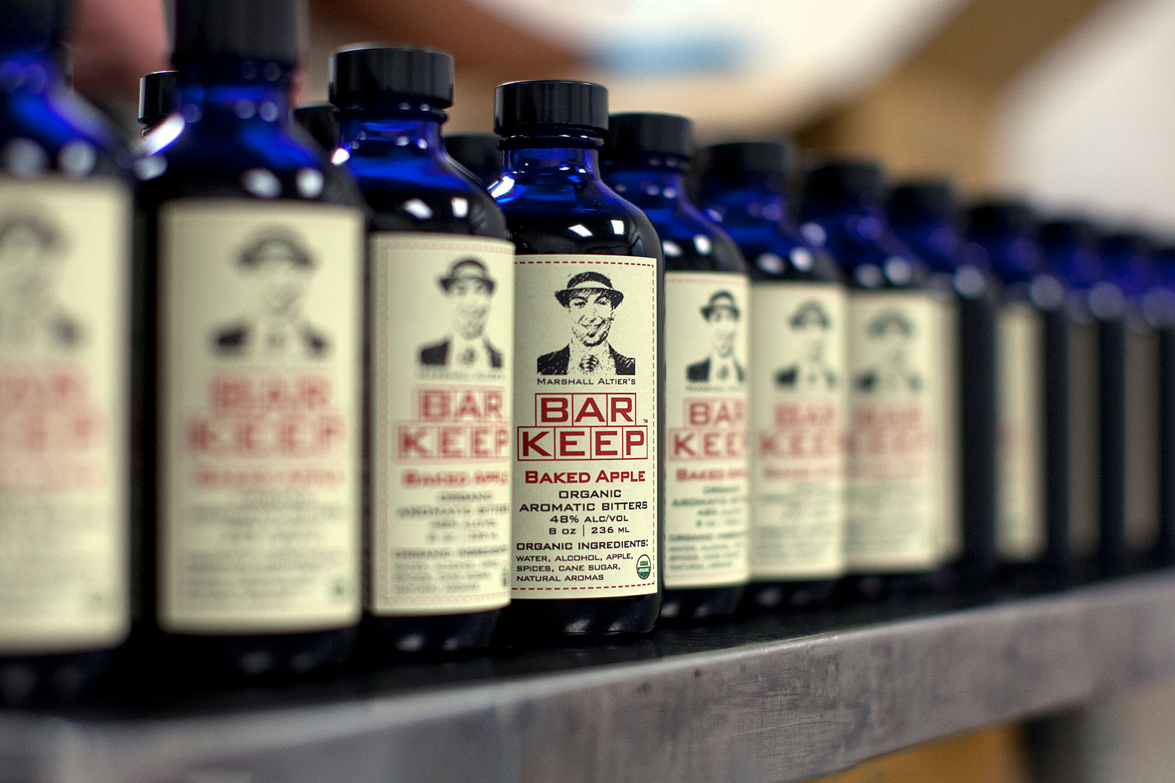 BAR KEEP baked apple organic aromatic bitters are bottled at Modern Spirits distillery in Monrovia. (Gina Ferazzi/Los Angeles Times via Getty Images)