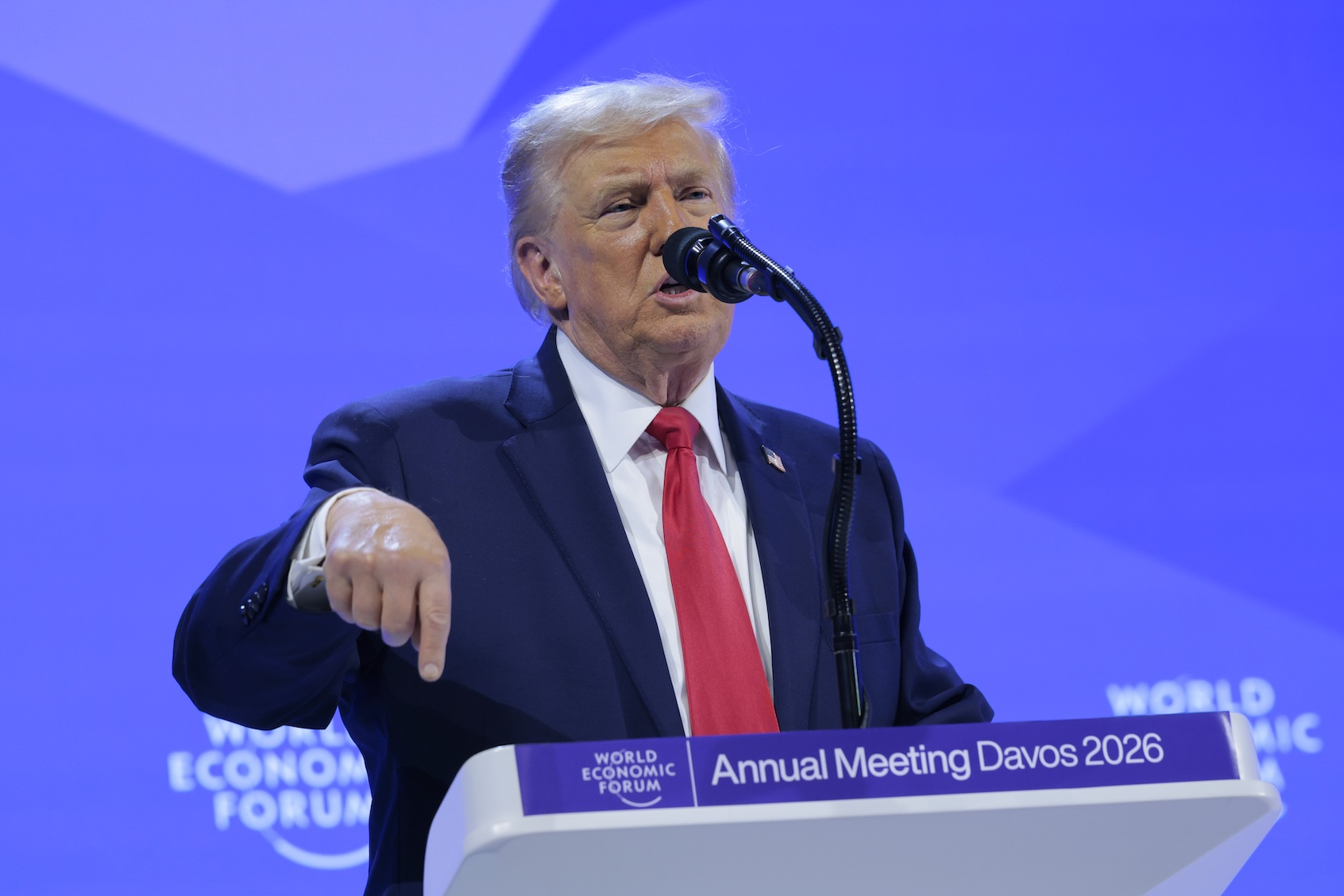Donald Trump at the World Economic Forum in Davos, Switzerland, Jan. 21, 2026. (Chip Somodevilla/Getty Images)