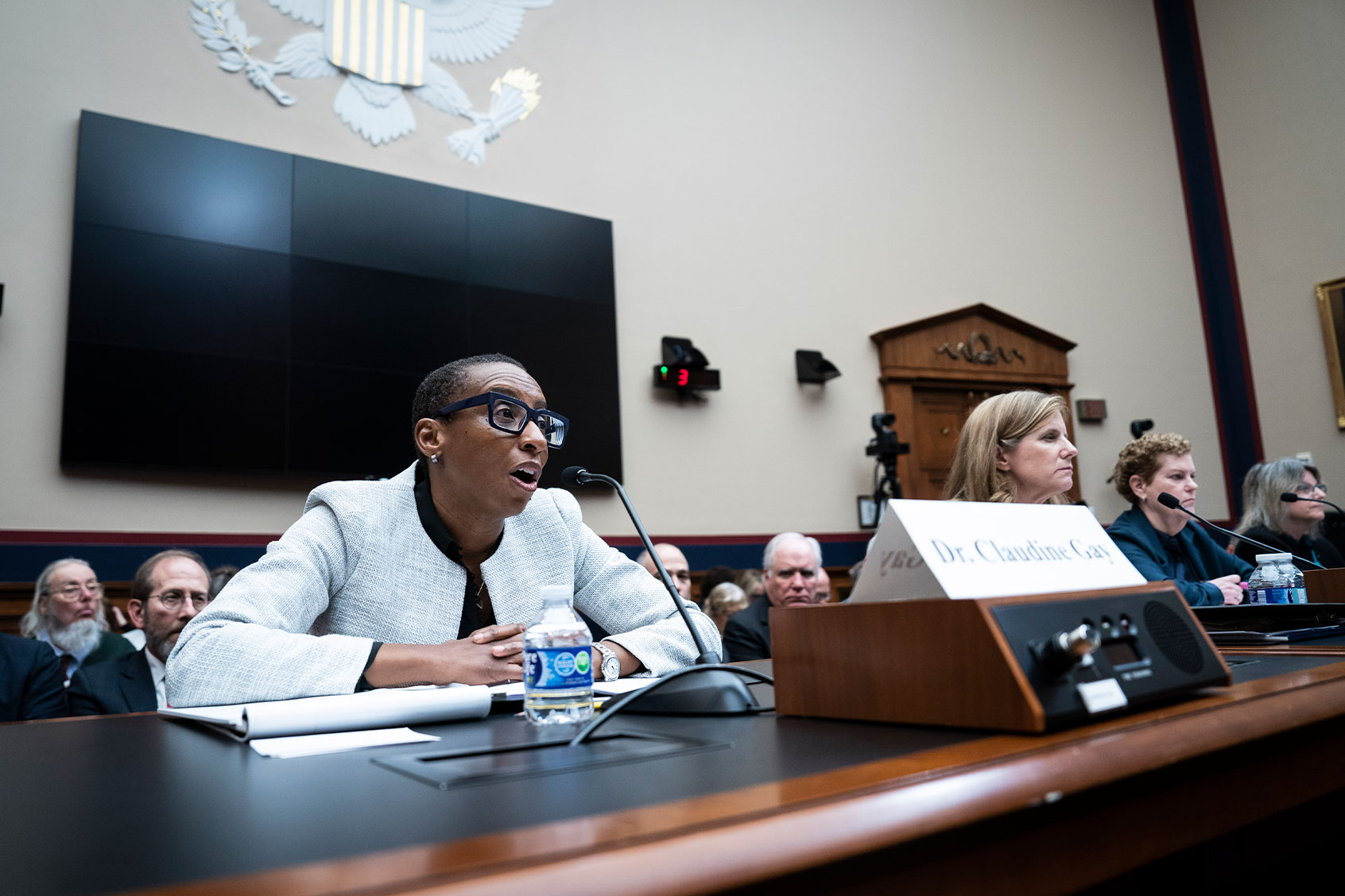 Harvard University President Dr. Claudine Gay testifies during a House Education and Workforce Committee Hearing on holding campus leaders accountable and confronting antisemitism on Capitol Hill on Tuesday, Dec. 05, 2023, in Washington, DC. (Jabin Botsford/The Washington Post via Getty Images)