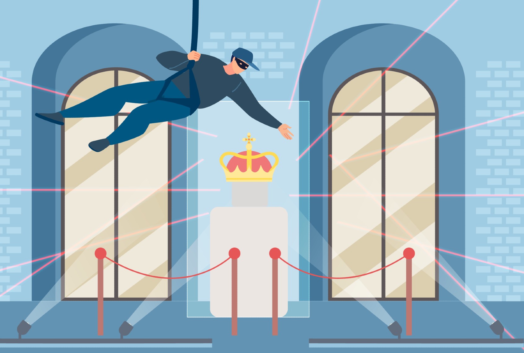 Thief stealing precious crown in a museum (Tera Vector/Getty Images)