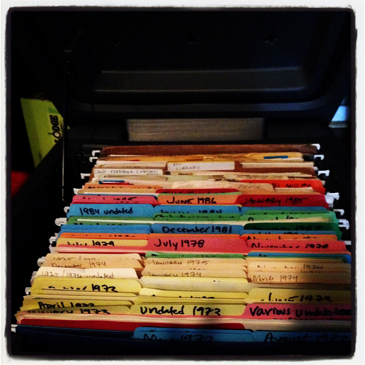 Dated files of correspondence between the author's mom and Howard Cruse.