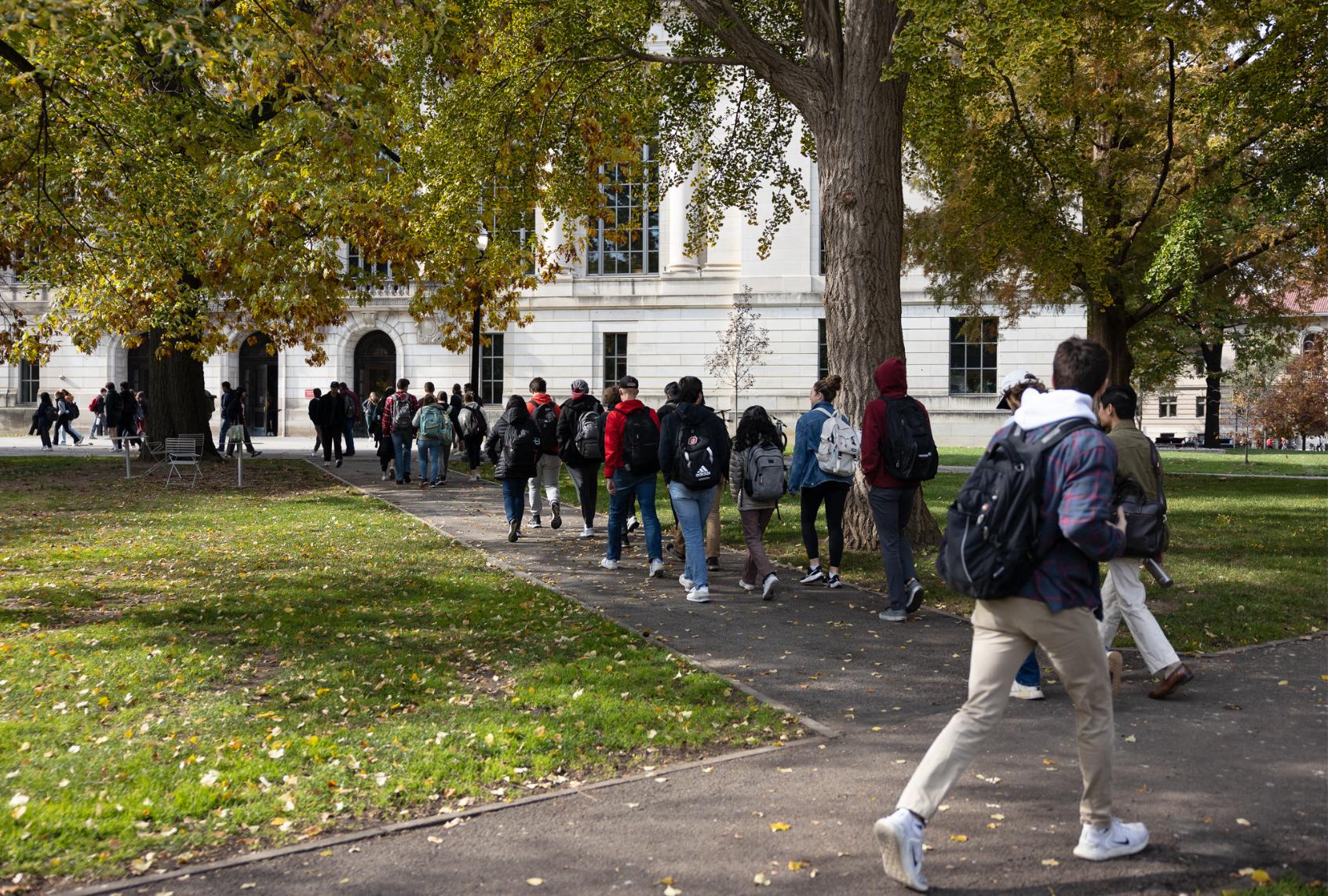 Students walk across the campus of The Ohio State University in Columbus, Ohio on November 6, 2023. (MEGAN JELINGER/AFP via Getty Images)