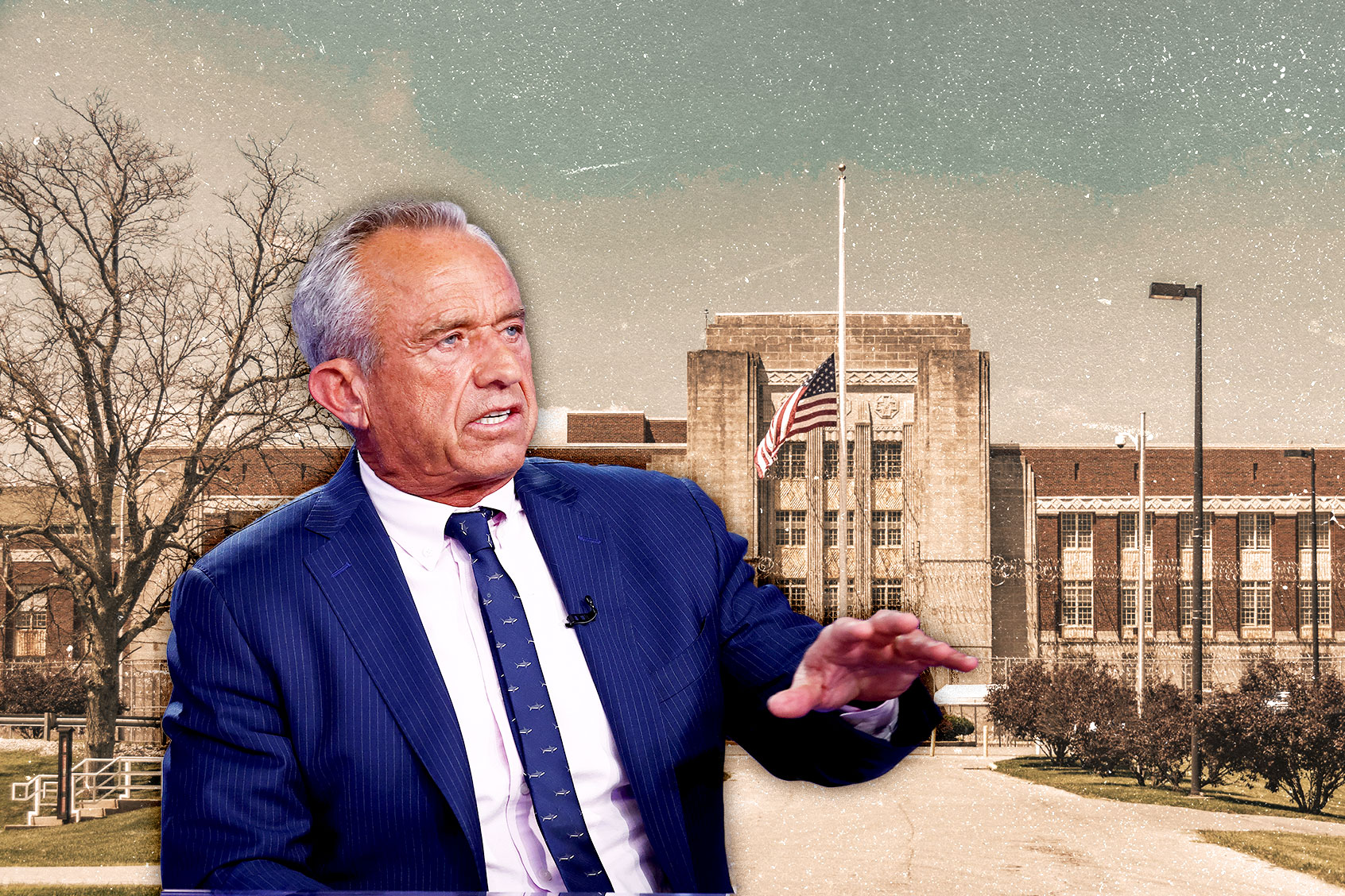 Robert F. Kennedy Jr. in front of the Federal Prison Medical Center in Lexington Kentucky. (Photo illustration by Salon/Getty Images)