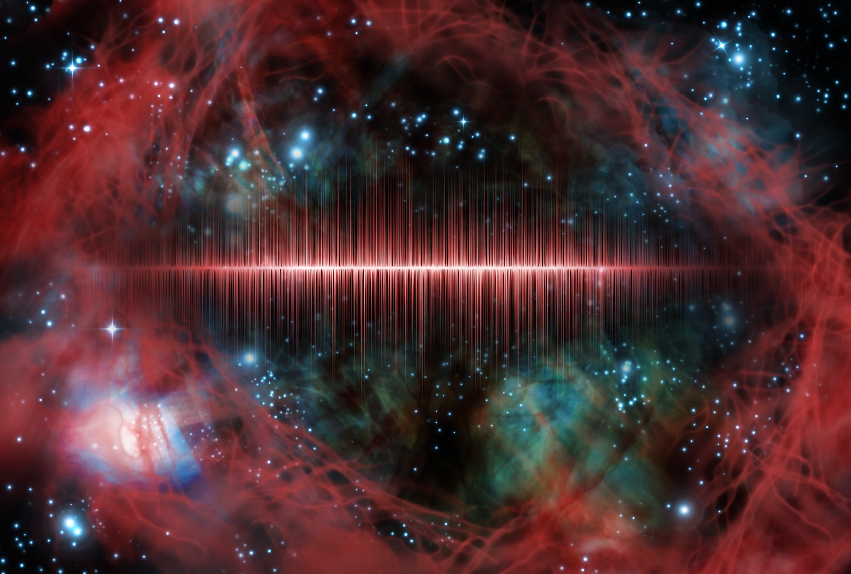 Universe starscape 3D illustration with colorful soundwave. (Getty Images / EzumeImages)